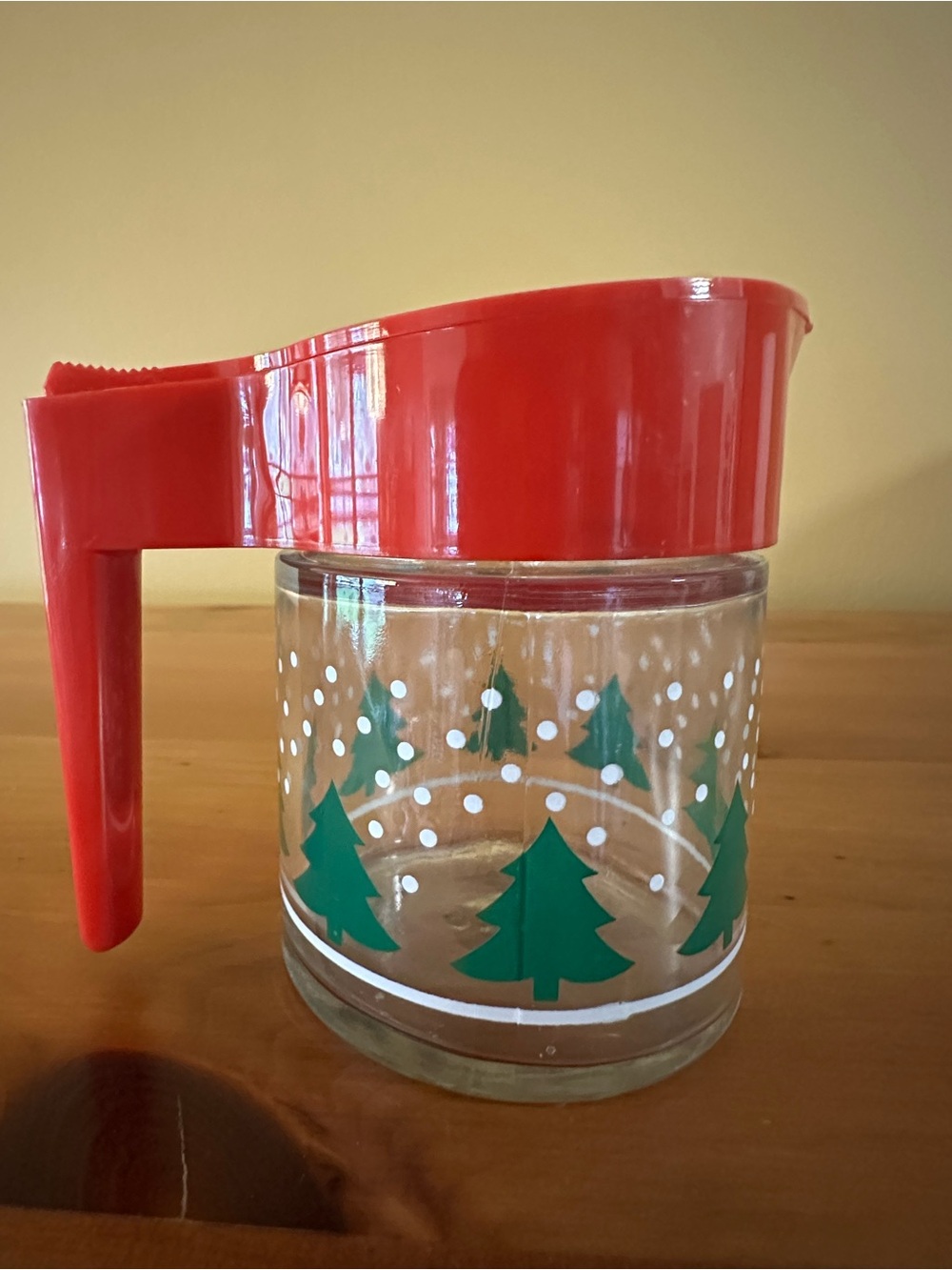 Red Holiday Glass Coffee/Condiment Server Set with Tree Motif - Picture 5 of 15